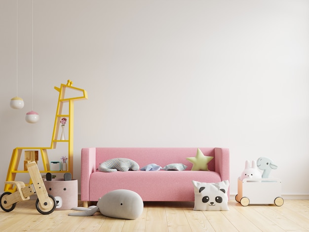 chambre d'enfants avec canapé et jouets Rendu 3D