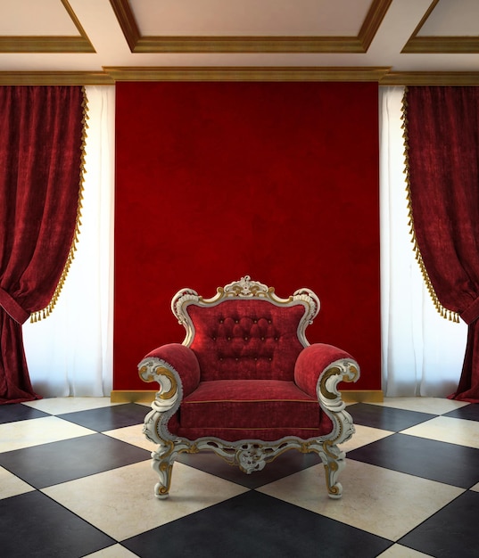 Chambre fauteuil rouge dans un style classique