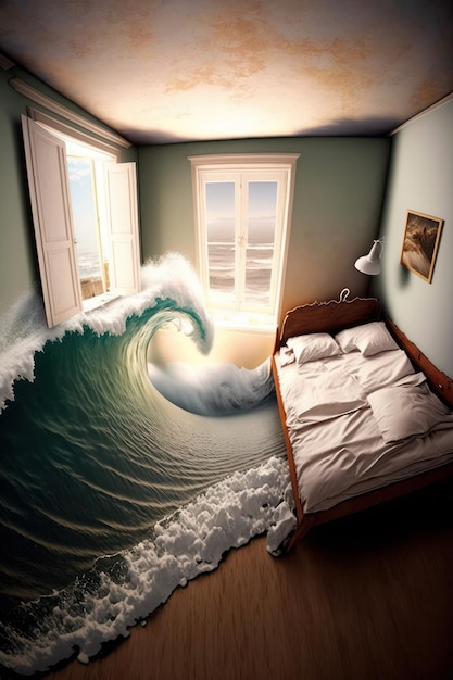 La chambre fond par l'eau Belle image d'illustration Generative AI