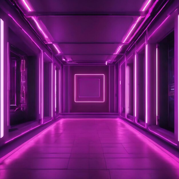 Photo chambre futuriste moderne vide dans le style cyberpunk au néon disposition de modèle de lumière cinématographique réaliste de cy