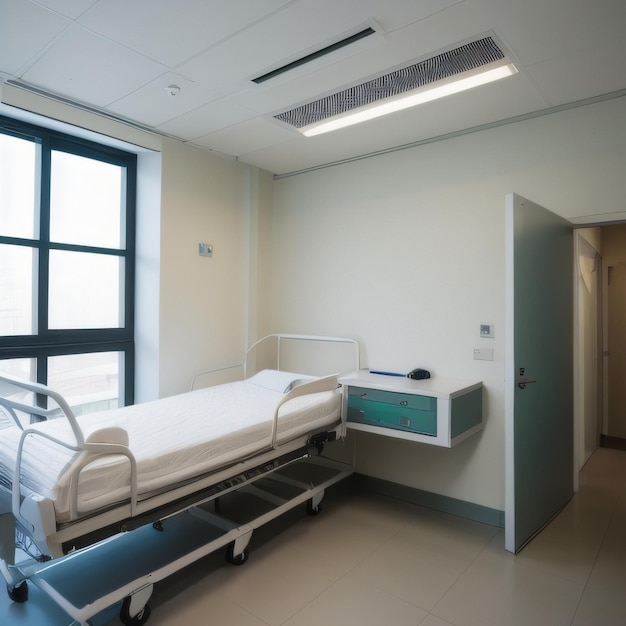 Photo une chambre d'hôpital avec un lit et un bureau