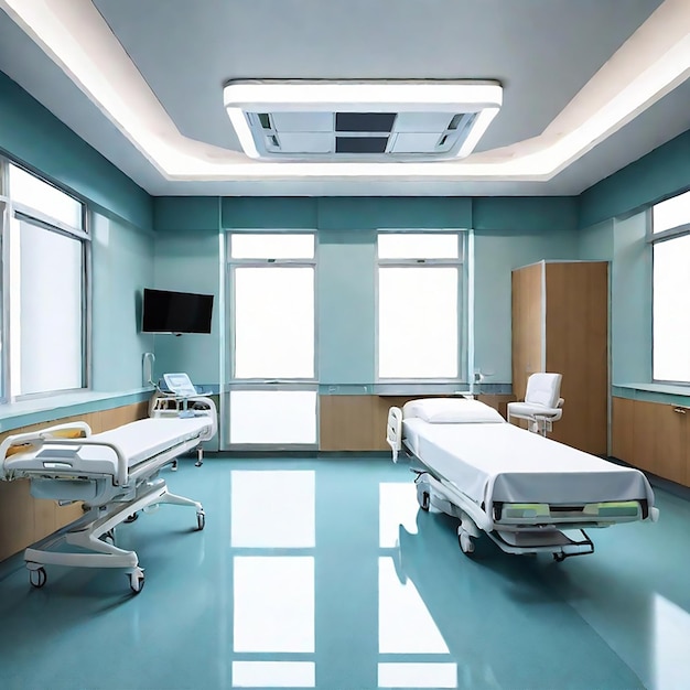 Chambre d'hôpital moderne de luxe vide générée par l'IA