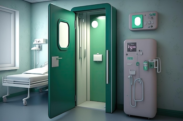 Chambre d'hôpital sûre et hygiénique avec poignées de porte et autres surfaces sans bactéries
