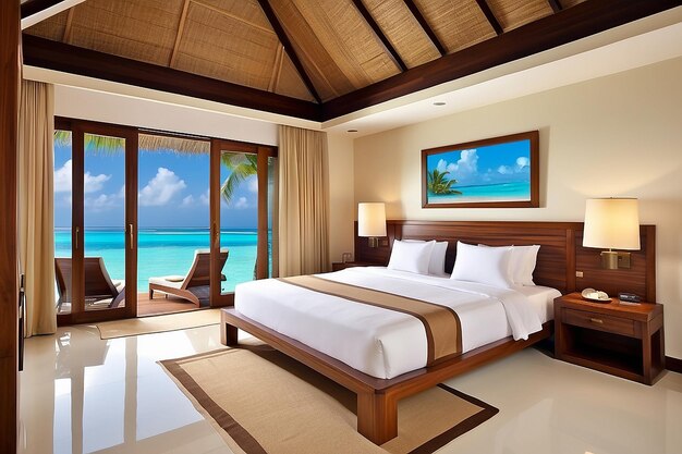 Chambre d'hôtel aux Maldives contexte du concept de vacances