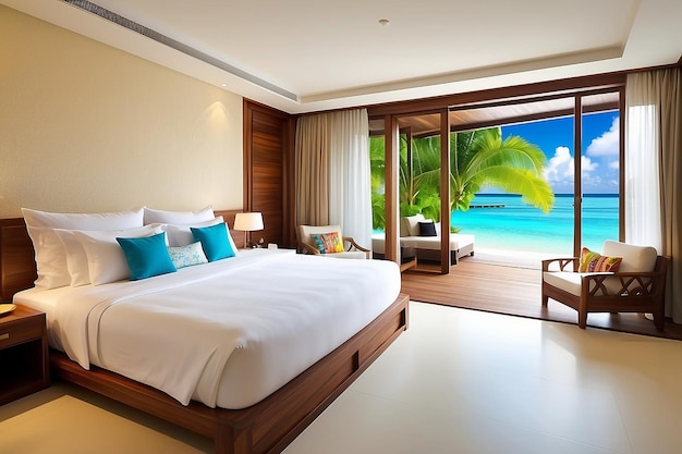 Chambre d'hôtel aux Maldives contexte du concept de vacances