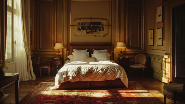 Photo chambre d'hôtel avec un intérieur moderne