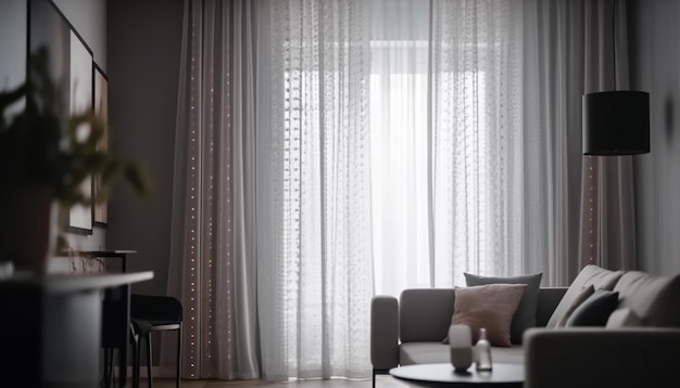Chambre d'hôtel de luxe avec décor élégant fauteuil confortable et linge de lit à la mode généré par l'intelligence artificielle