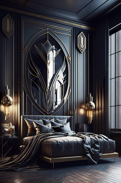 Chambre de luxe aux murs sombres