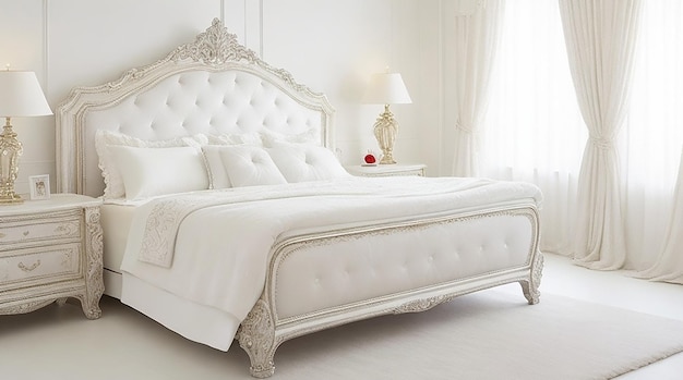 Chambre de luxe blanche avec lit