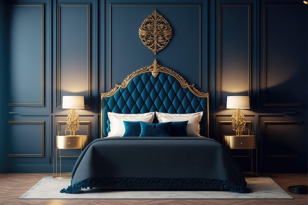 Chambre de luxe bleue