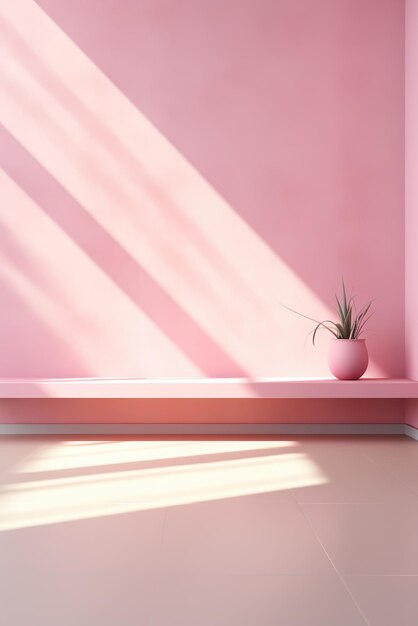 Chambre minimaliste rose et blanche