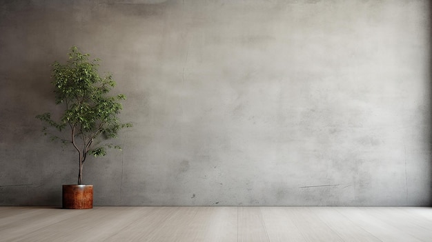 Chambre avec un mur de béton vide IA générative