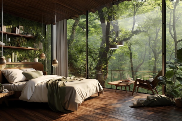 Une chambre nichée dans une canopée de forêt