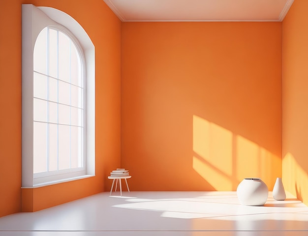 Une chambre orange paisible au fond