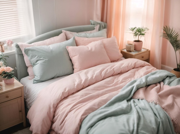 Chambre pastel minimaliste