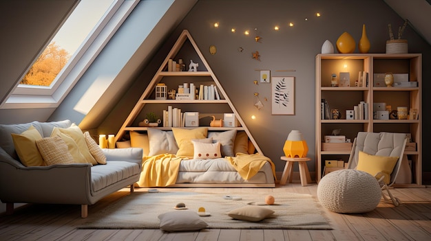 Chambre pour enfants Photo d'intérieur Design immobilier IA générative