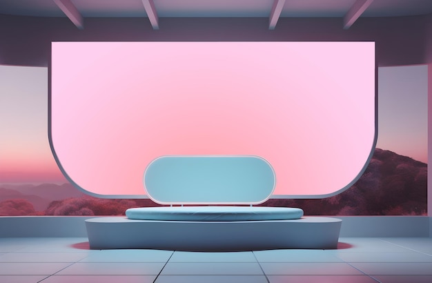 Une chambre rose avec un affichage futuriste