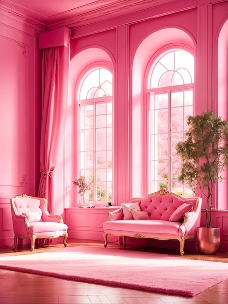 Chambre rose élégante