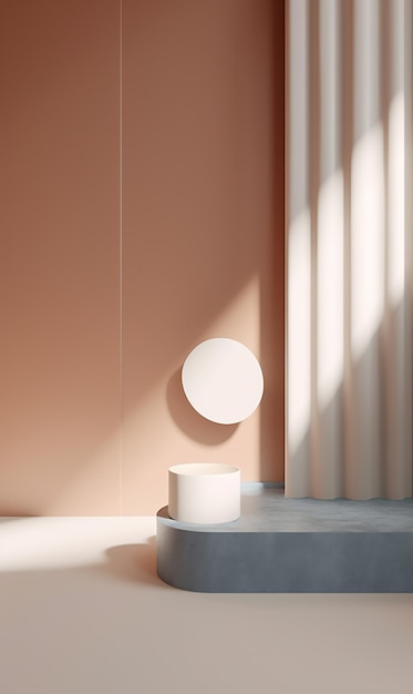 Une chambre rose avec un objet blanc rond sur le mur