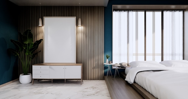 Chambre de style japonais minimaliste.,Mur blanc moderne et parquet, chambre minimaliste. rendu 3D