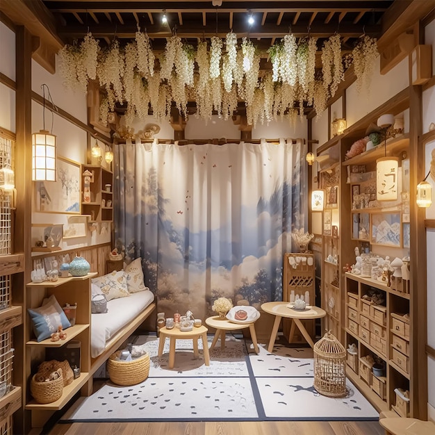 Chambre de style japonais tons chauds minimalistes 4k belle et habitable