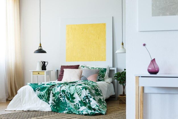 Photo chambre tendance avec peinture