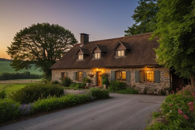 Photo une chambre traditionnelle élégante avec vue sur la campagne.