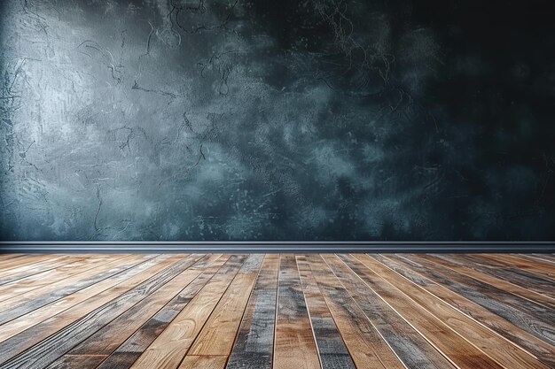 Chambre vide chambre à mur gris avec plancher en bois gros exemplaire Ai génératif