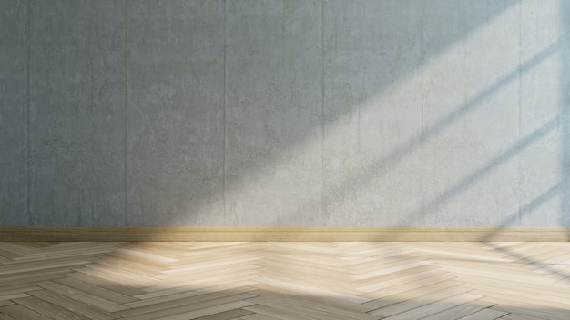 Chambre vide . mur de béton et plancher de bois, rendu 3d