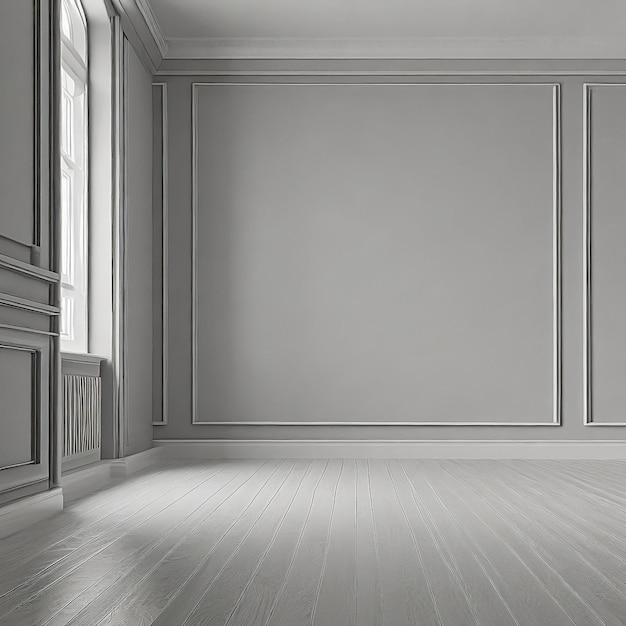 Chambre vide avec des murs et un sol neutres Chambre lumineuse