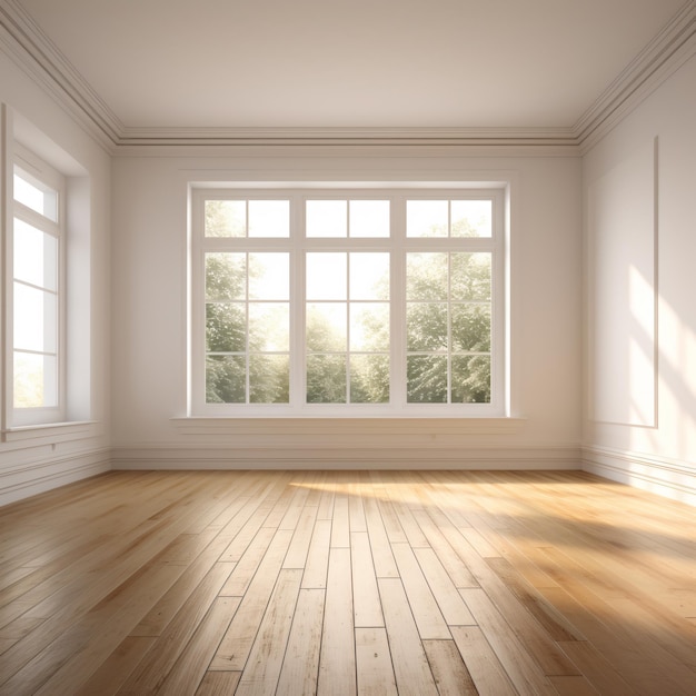 chambre vide avec sol en bois