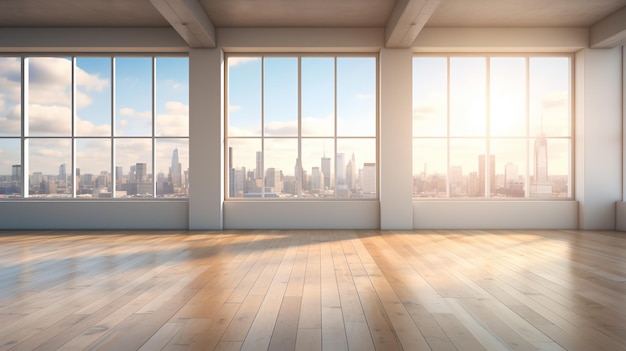 chambre vide avec sol en bois