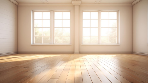 chambre vide avec sol en bois