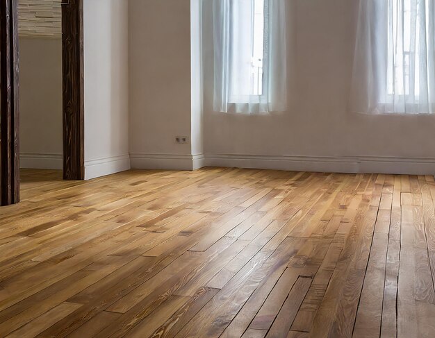 Photo chambre vide avec sol en parquet et fenêtre dans une maison moderne