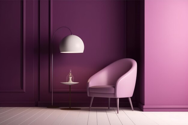 Chambre violette chaise très Peri armoire et lampe design moderne