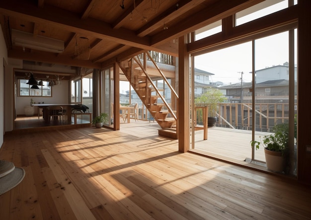 Une chambre avec vue sur la maison