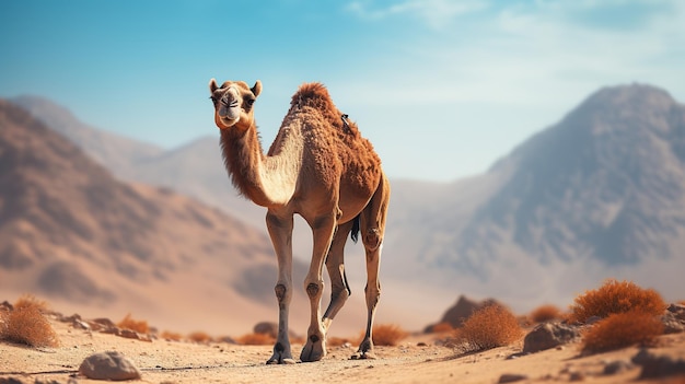 Le chameau est dans le désert.