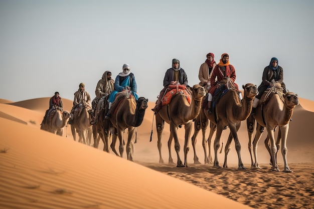 Des chameaux traversent le désert, l'un des endroits les plus populaires au monde.