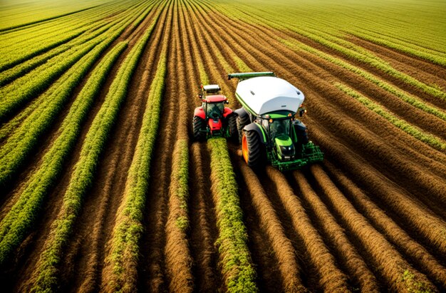 champ agricole avec tracteur