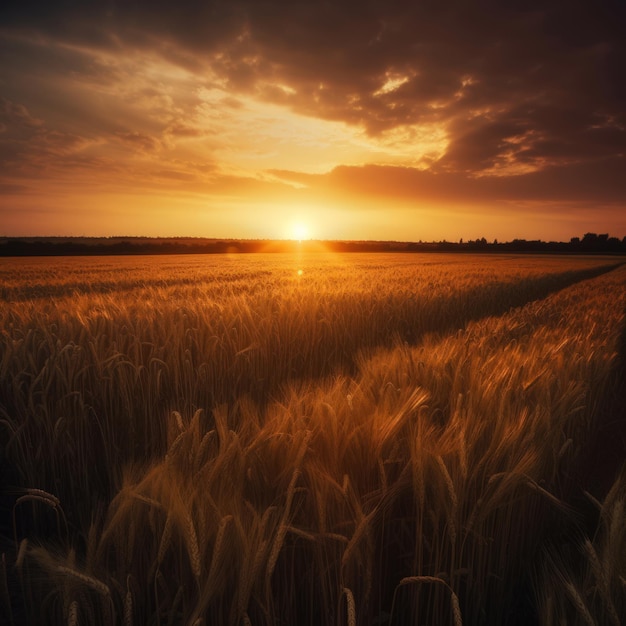 Champ de blé au coucher du soleil