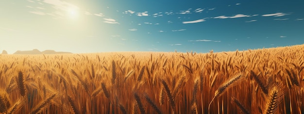 Champ de blé beau temps ensoleillé Generative AI