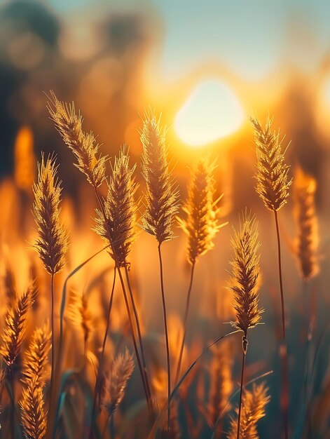 Le champ de blé sous forme de silhouette d'ombre avec des tiges balancées va Photo créative d'un arrière-plan élégant