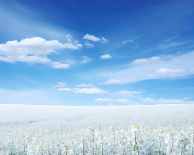 Le champ de canola et le ciel bleu