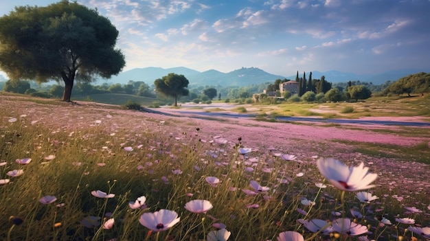 Champ de cosmos en Provence Matin