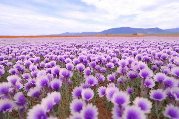 Un champ de crocus en fleurs