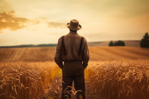 Champ de ferme homme agriculteur Générer Ai