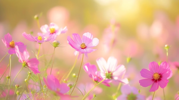 Le champ de la fleur du cosmos AI générative