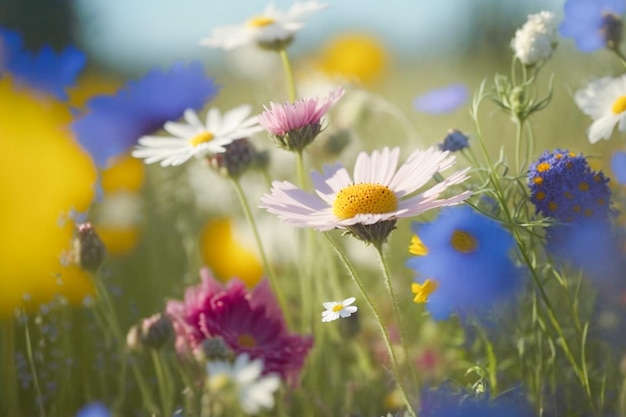 Un champ de fleurs au printemps