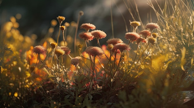 Un champ de fleurs au soleil