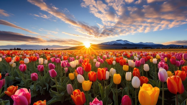 Un champ de fleurs colorées